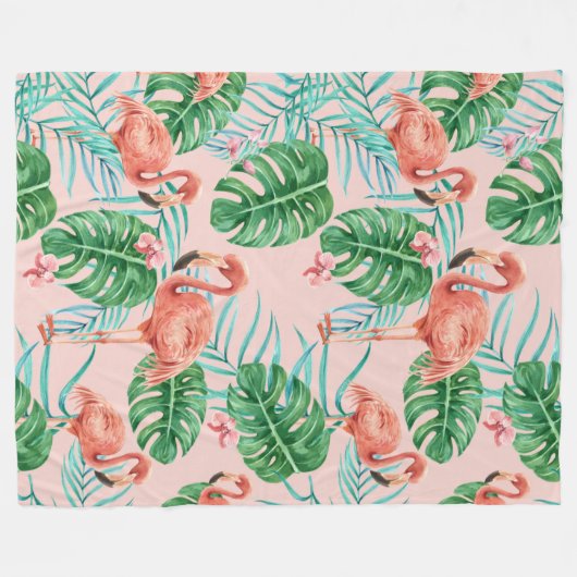 Tropische Floral Fleece Deken (Voorkant (Horizontaal))