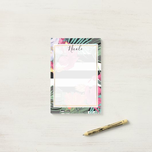 Tropische Floral Flowers laten bioscoop botanisch Post-it® Notes (Op bureau)