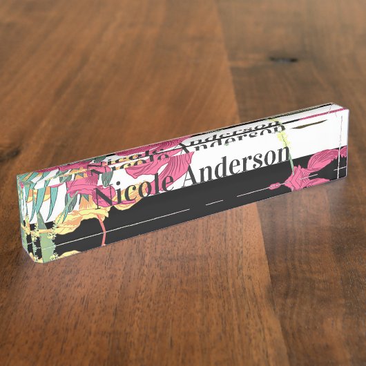 Tropische Floral Flowers laten de afbeelding in de Naambordje (Zijkant)