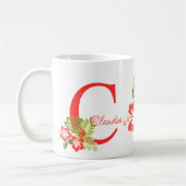 Tropische Floral Flowers Monogram Mok (Links)