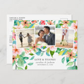 Tropische Floral Foto Collage Weddenschap Bedankt Briefkaart (Voorkant / Achterkant)