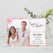 Tropische Floral foto Save the Date (Staand voorkant)