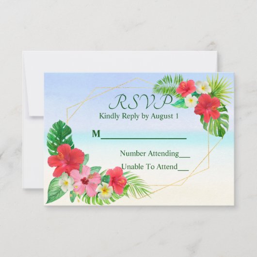 Tropische Floral Geometric Wedding RSVP (Voorkant)