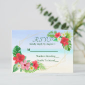 Tropische Floral Geometric Wedding RSVP (Staand voorkant)