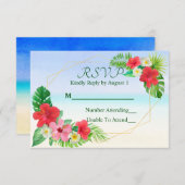 Tropische Floral Geometric Wedding RSVP (Voorkant / Achterkant)