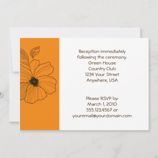 Tropische Floral Gold en bruine bruiloft Kaart (Achterkant)