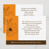 Tropische Floral Gold en bruine bruiloft Kaart (Voorkant / Achterkant)