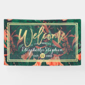 Tropische Floral & Gold Foil Lijst Weddenschap Wel Spandoek (Horizontaal)