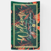 Tropische Floral & Gold Foil Lijst Weddenschap Wel Spandoek (Verticaal)