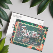 Tropische Floral & Gold Lijst Wedding Save the Dat Aankondigingskaart
