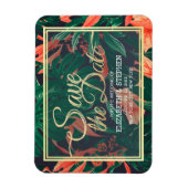 Tropische Floral & Gold Lijst Wedding Save the Dat Magneet (Verticaal)