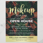 Tropische Floral Gold Script Salon Open House Flye Flyer (Voorkant)