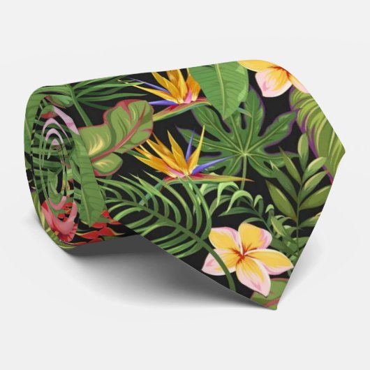 Tropische Floral Greenery Aloha Hawaii Hawaiian Stropdas (Opgerold)