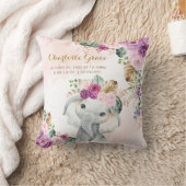 Tropische Floral Greenery Elephant Baby Birth Stat Kussen (Deken)