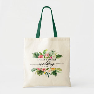 Tropische Floral Greenery Wedding Calligrafie Tote Bag