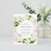 Tropische Floral Greenery Wreath Wedding Uitnodiging Briefkaart (Staand voorkant)