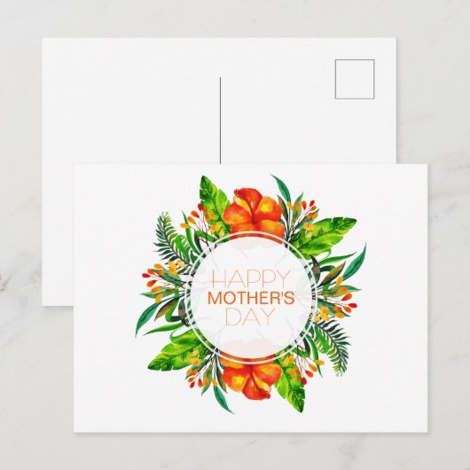 Tropische Floral Happy Moederdag | BRIEFKAART (Voorkant / Achterkant)
