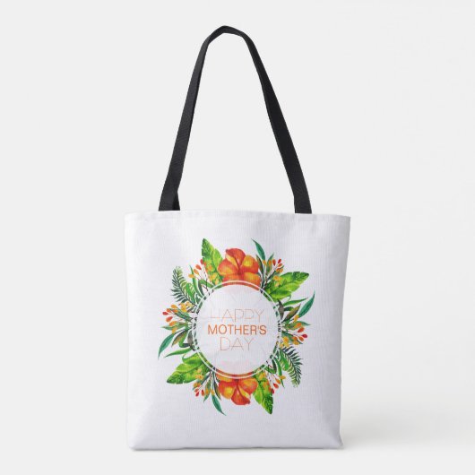 Tropische Floral Happy Moederdag | CANVAS TAS (Achterkant)