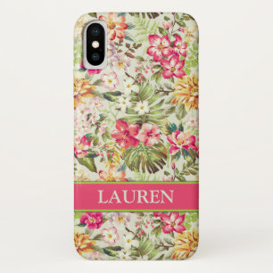 Tropische Floral   Hawaii   Gepersonaliseerd Case-Mate iPhone Case