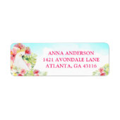 Tropische Floral Hawaiian Birthday Luau Adres Lab Etiket (Voorkant)