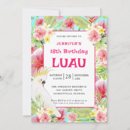 Tropische Floral Hawaiian Birthday Luau Kaart