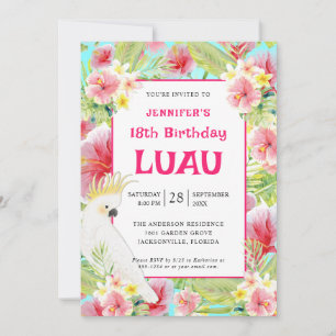 Tropische Floral Hawaiian Birthday Luau Kaart