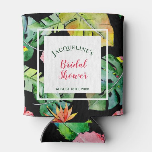 Tropische Floral Hawaiian Luau Bridal Blikjeskoeler (Achterkant)