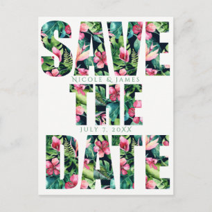 Tropische Floral Hawaiian Wedding Save the Date Aankondigingskaart
