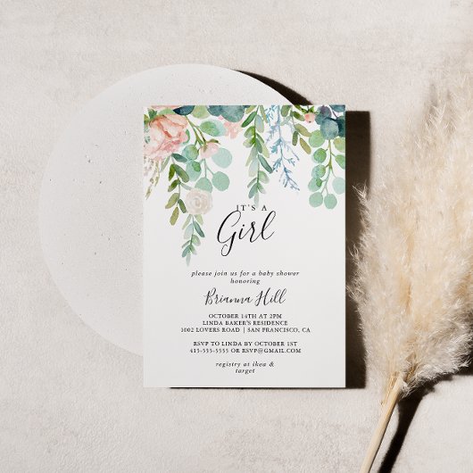 Tropische Floral Het is een meisje Baby shower Kaart