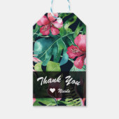 Tropische Floral Hibiscus en Palm Leaves Hawaiian Cadeaulabel (Voorkant)