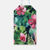 Tropische Floral Hibiscus en Palm Leaves Hawaiian Cadeaulabel (Achterkant)