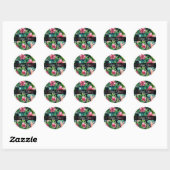 Tropische Floral Hibiscus en Palm Leaves Hawaiian Ronde Sticker (Vel)