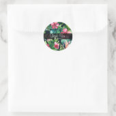 Tropische Floral Hibiscus en Palm Leaves Hawaiian Ronde Sticker (Tas)