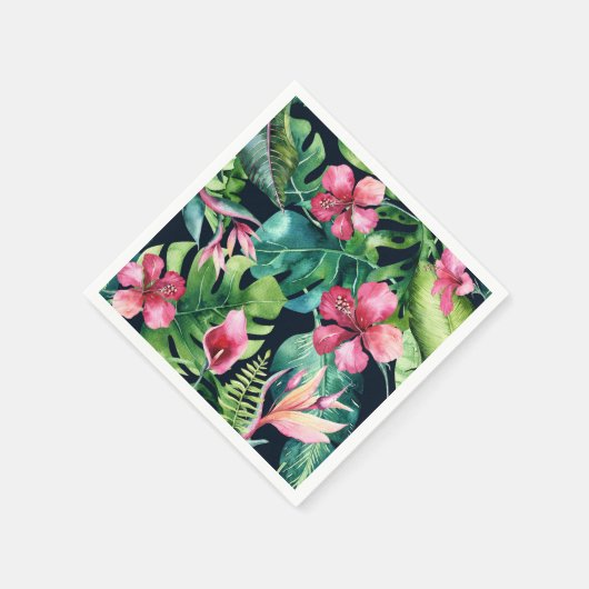 Tropische Floral Hibiscus en Palm Leaves Hawaiian Servetten (Hoek)