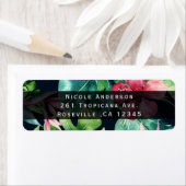 Tropische Floral Hibiscus Leaves Summer Invitation Etiket (Insitu)