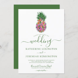 Tropische Floral Hibiscus Pineapple Wedding Kaart