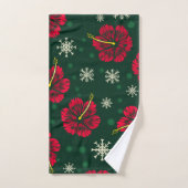 Tropische Floral Hibiscus Snowflakes kerst | Bad Handdoek (Handdoek)