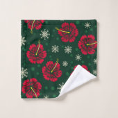 Tropische Floral Hibiscus Snowflakes kerst | Bad Handdoek (Wasdoekje)