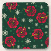 Tropische Floral Hibiscus Snowflakes kerst | Bier Onderzetter (Voorkant)