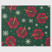 Tropische Floral Hibiscus Snowflakes kerst | Cadeaupapier (Vlak)