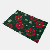 Tropische Floral Hibiscus Snowflakes kerst | Deurmat (Schuin)
