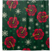 Tropische Floral Hibiscus Snowflakes kerst | Douchegordijn (Voorkant)