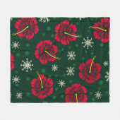Tropische Floral Hibiscus Snowflakes kerst | Fleece Deken (Voorkant (Horizontaal))