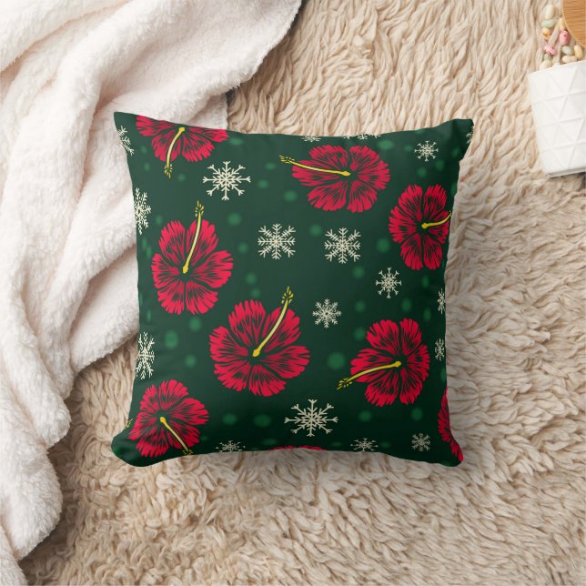 Tropische Floral Hibiscus Snowflakes kerst | Kussen (Deken)