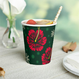 Tropische Floral Hibiscus Snowflakes kerst | Papieren Bekers