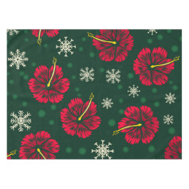 Tropische Floral Hibiscus Snowflakes kerst | Tafelkleed