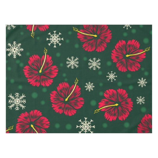 Tropische Floral Hibiscus Snowflakes kerst | Tafelkleed (Voorkant (Horizontaal))