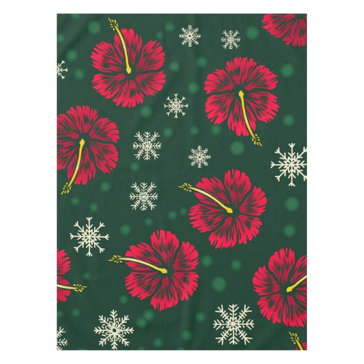 Tropische Floral Hibiscus Snowflakes kerst | Tafelkleed (Voorkant)