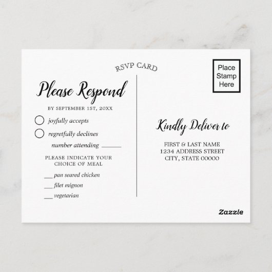 Tropische Floral Hibiscus Wedding RSVP Meal Choice Briefkaart (Achterkant)