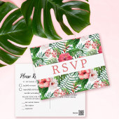 Tropische Floral Hibiscus Wedding RSVP Meal Choice Briefkaart
